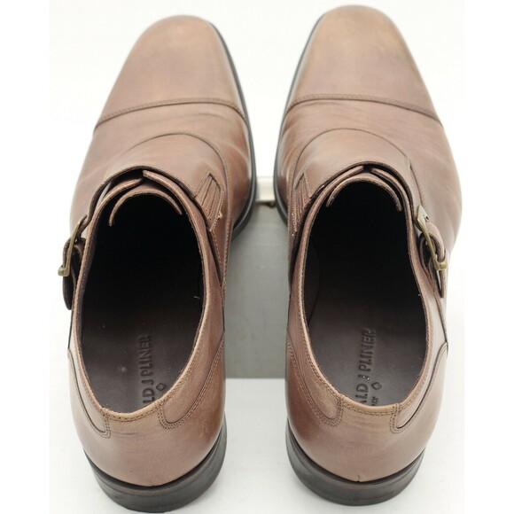 Donald J Pliner Sergio Monk Strap Shoes Mens 10.5M Brown Leather Cap Toe Italy main image 6